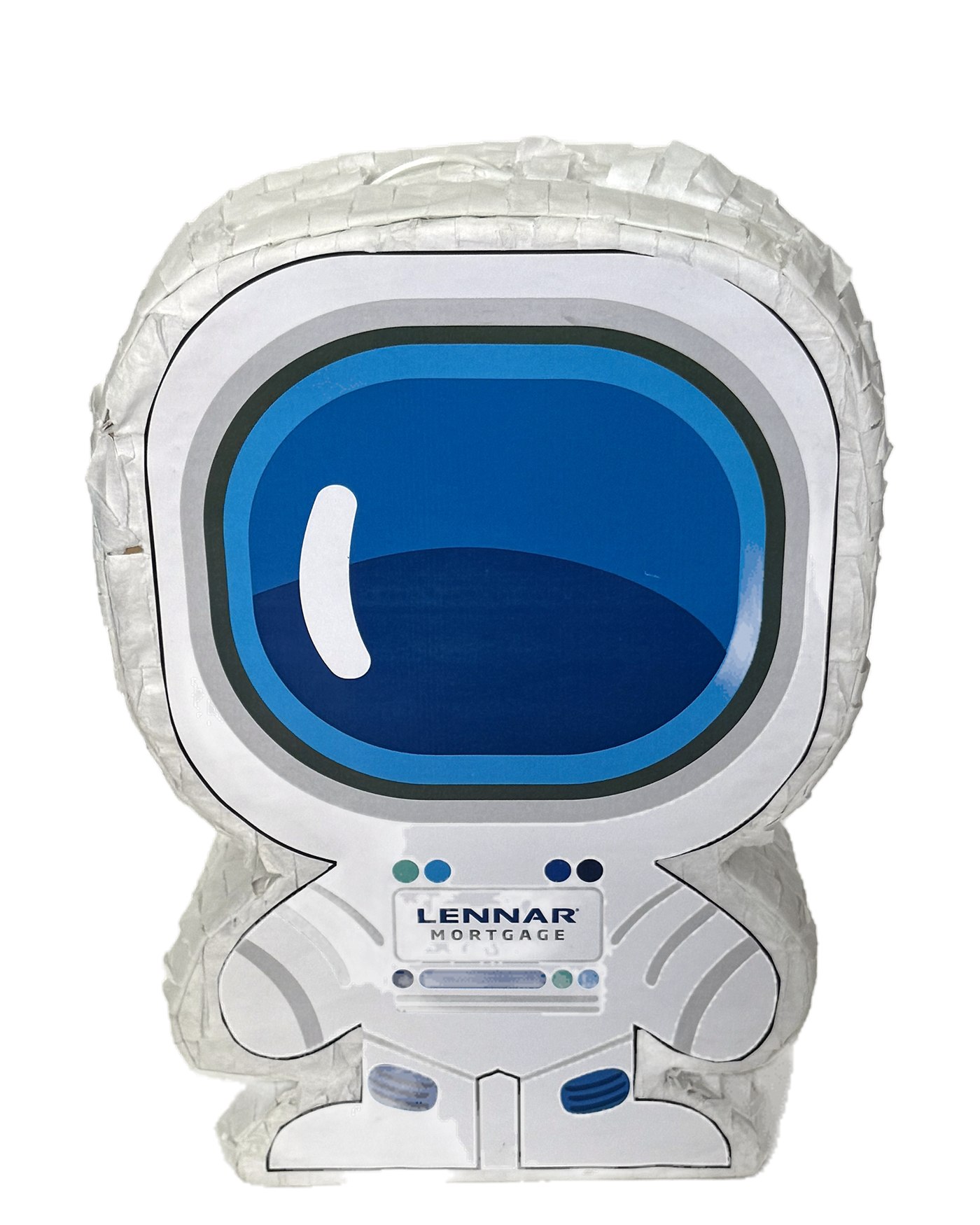 White astronaut piñata with Lennar Mortgage logo