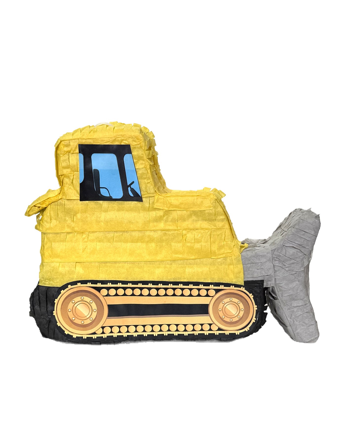 Yellow construction bulldozer piñata